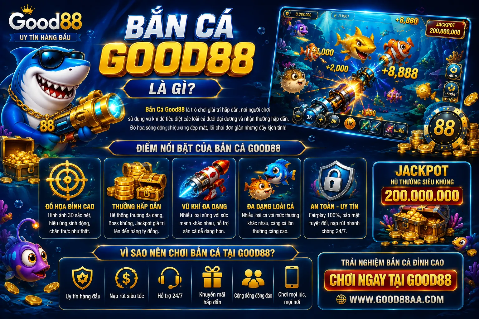 Bắn Cá Good88 – Luật Chơi, Vũ Khí Và Cách Quản Lý Vốn 1 Bắn Cá Good88 là gì?