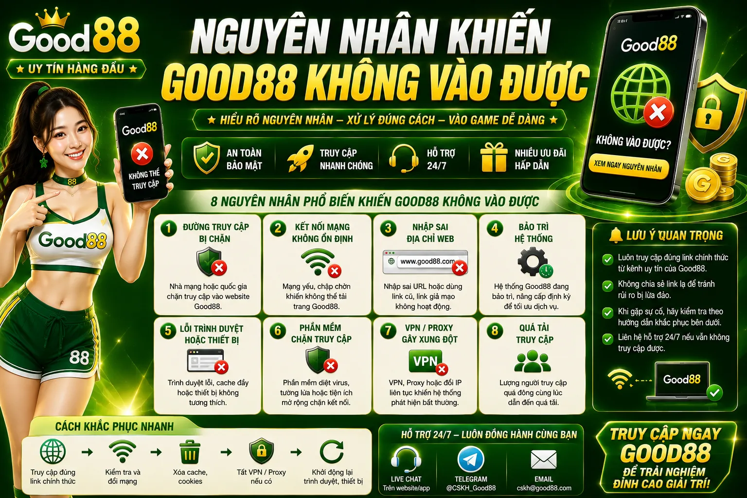 Good88 Không Vào Được: Nguyên Nhân Và Cách Khắc Phục 2 Nguyên nhân khiến Good88 không vào được